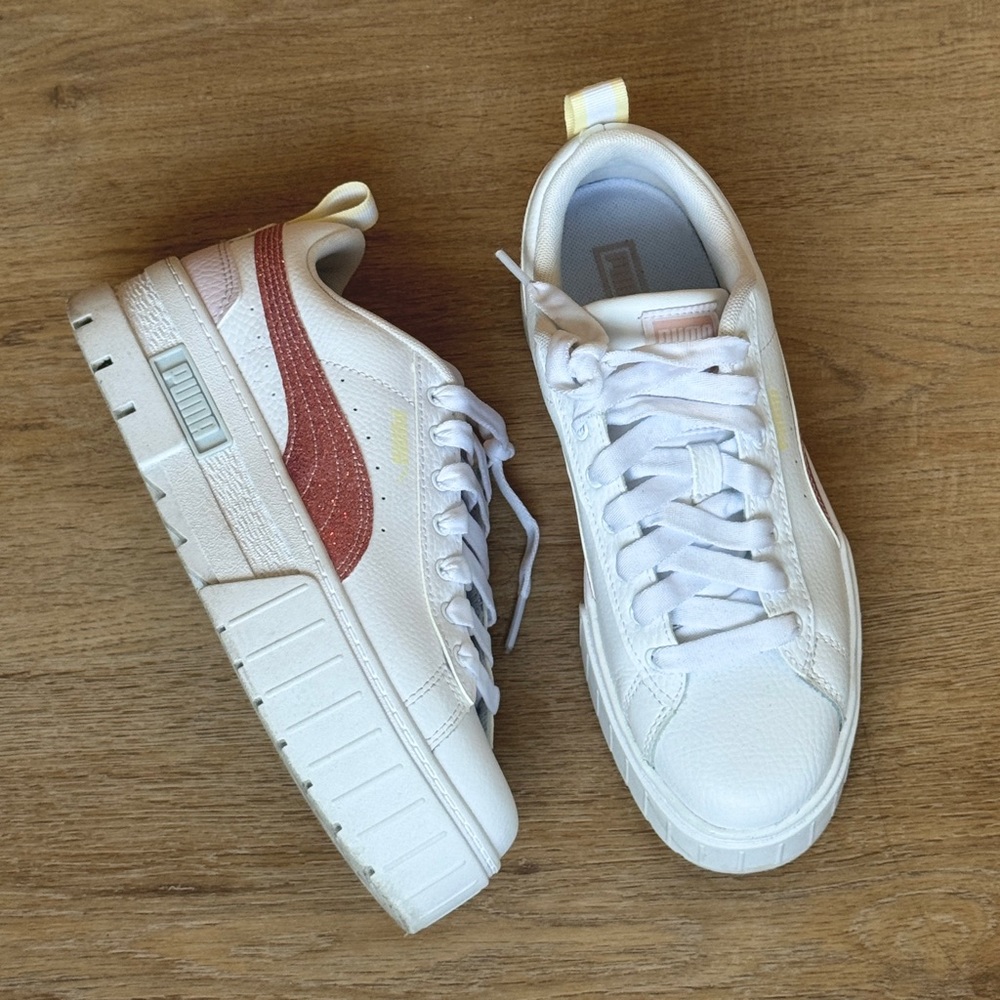 Puma white high platform sneakers / size 38.5 / 6.5